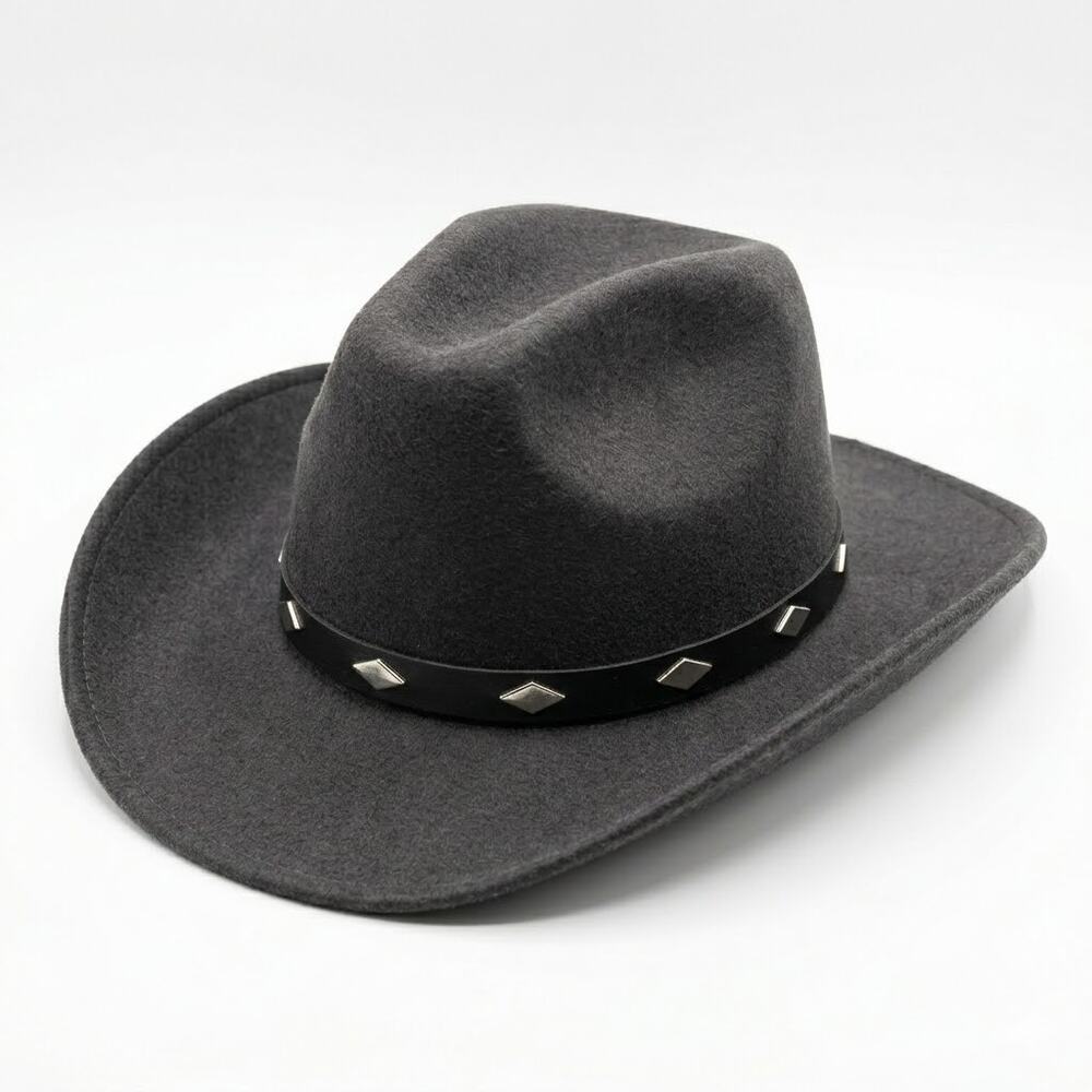 Black Wool Felt Western Cowboy Hat Diamond Studded Band